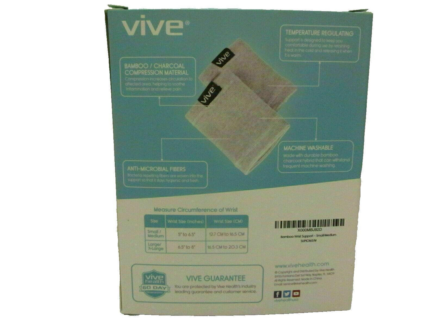 Vive Bamboo Wrist Support 1 Pair Small/Medium
