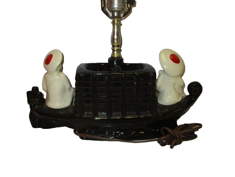 Vintage 1954 Chinese Oriental Porcelain Asian Boat TV Desk Lamp by Premco