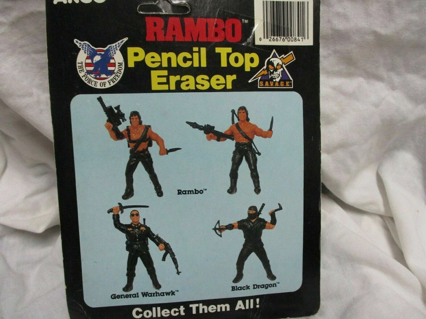 RAMBO 4" GENERAL WARHAWK Figure Pencil Top Eraser (Dated 1986)