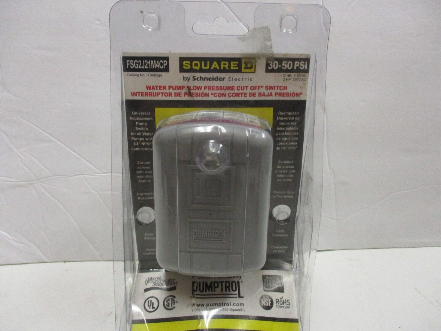 FSG2J21M4CP 30/50 PSI Standard Pressure Switch with Low Pressure Cutoff