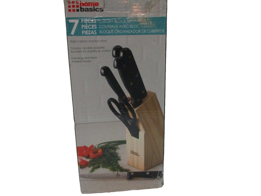 Home Basics 7 Piece Cutlery Wood Block Knife Set Black