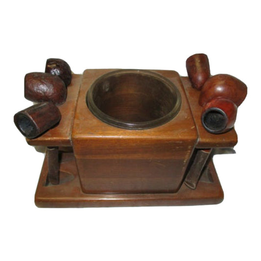 Vintage McDonald Products Corp. Tabacco Pipe Rack With Center Glass Container