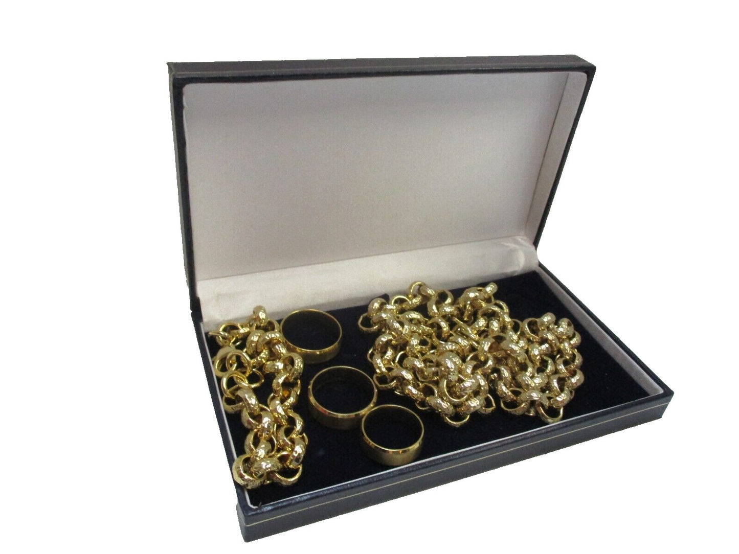 18k Gold Filled Link Chain/Belcher Necklaces/Belcher Bracelet & 6 Wedding Rings