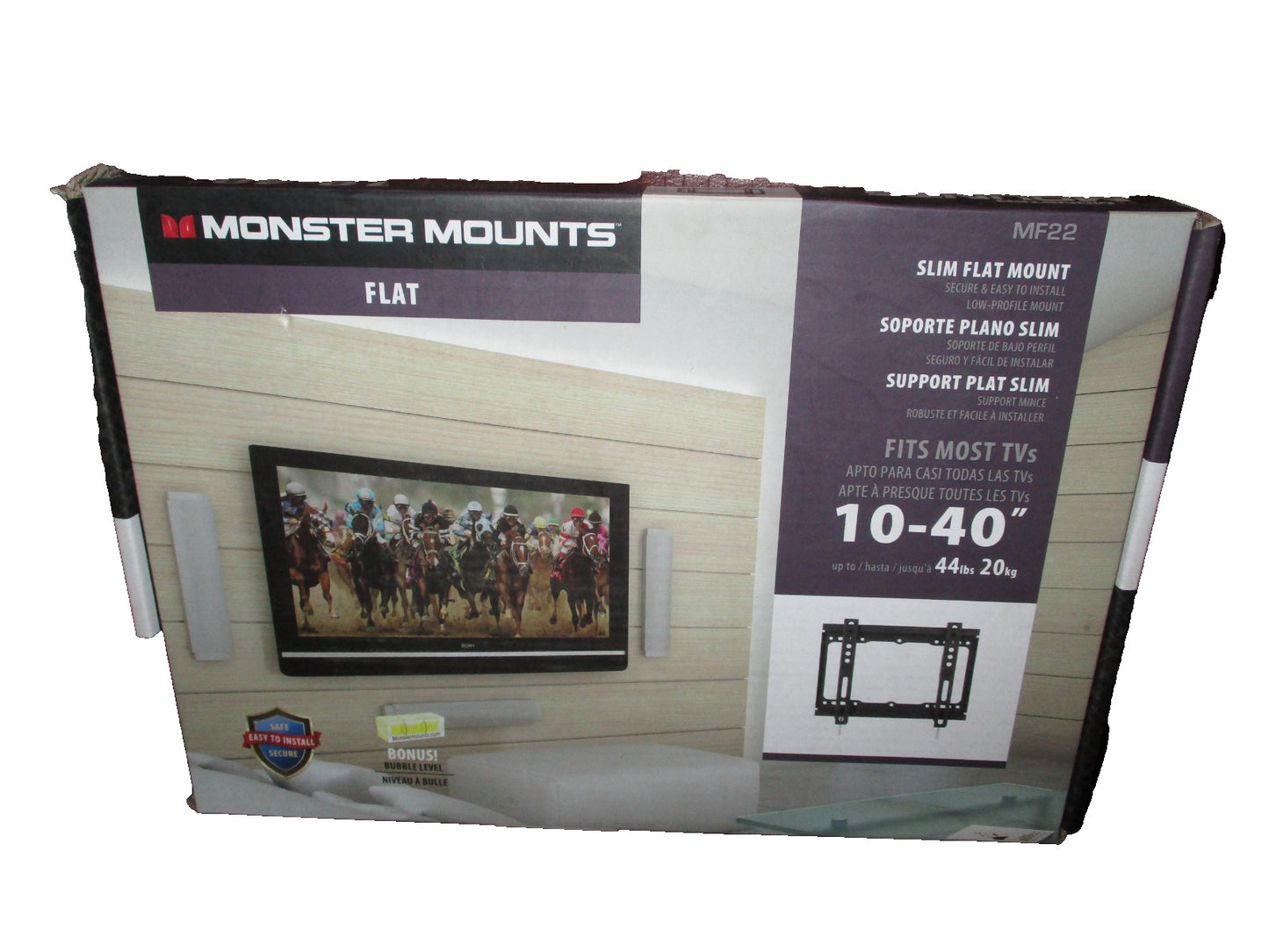 Monster Mounts Super Flat TV Wall Mount 10" – 40" TVs Monitors Ultra‑Slim