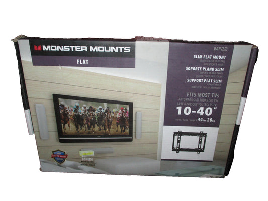 Monster Mounts Super Flat TV Wall Mount 10" – 40" TVs Monitors Ultra‑Slim