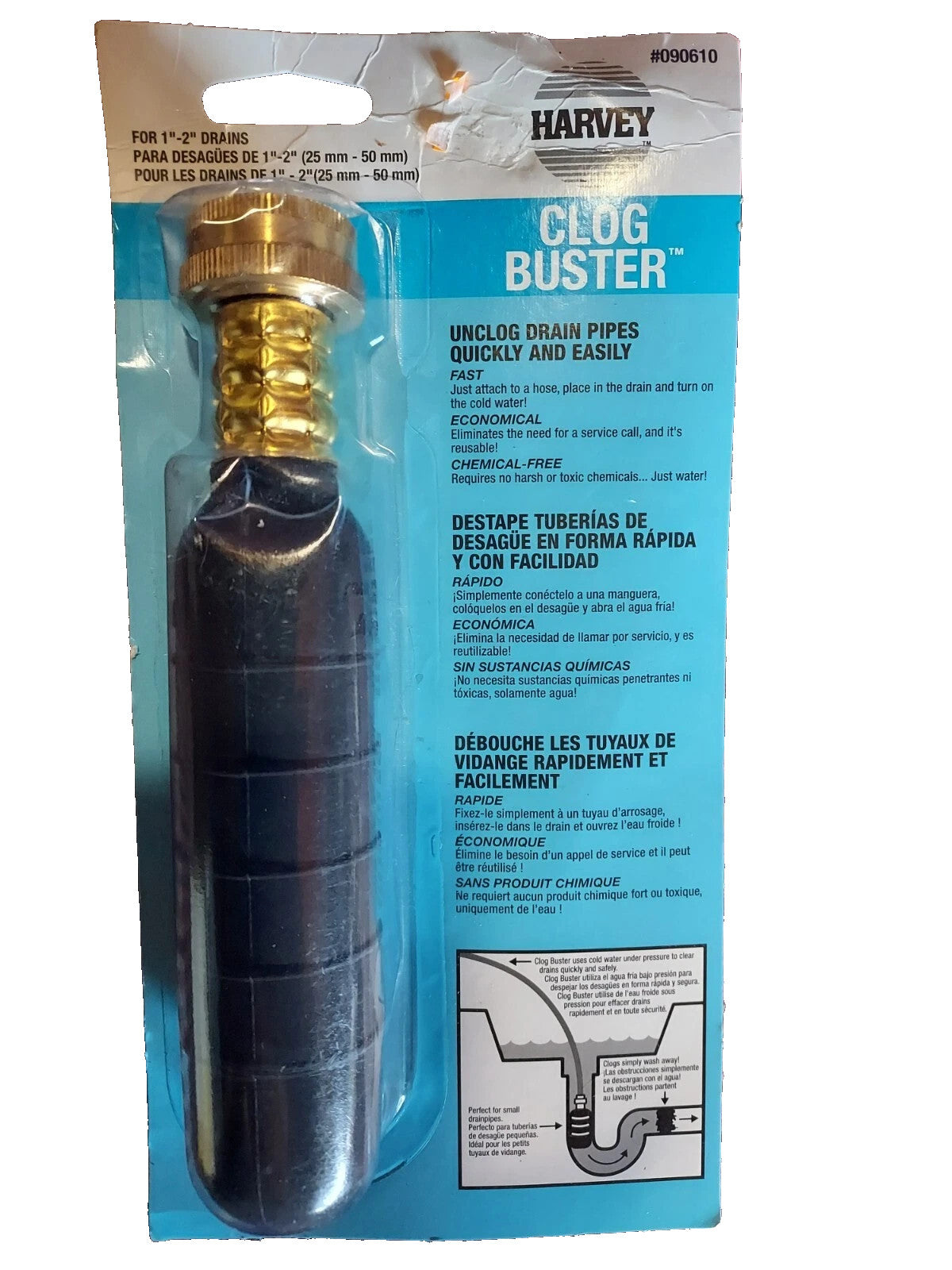 Harvey's  Clogbuster  1 in. Rubber Drain Unclogger