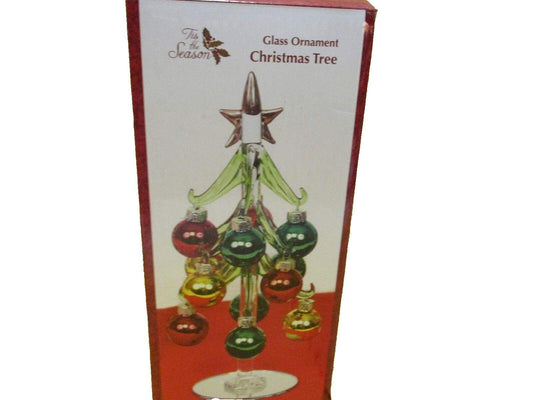 Holiday Tis The Season Christmas Tree All Glass Ornament 8"