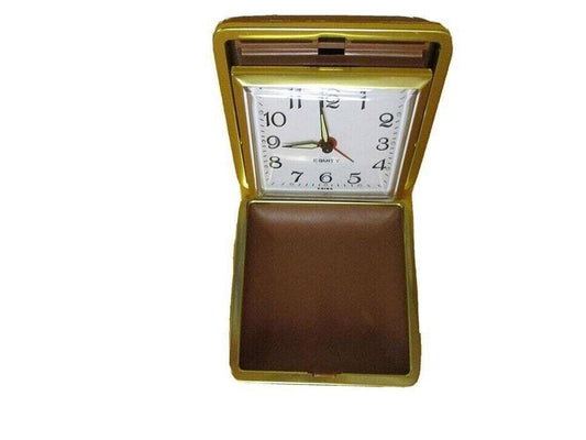 Vintage Equity Gold Vintage Travel Alarm with Built In Case Watch