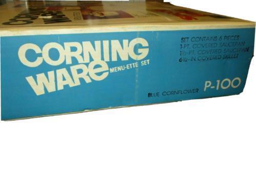 VTG RETRO P-100 CORNING WARE WHITE CORNFLOWER BLUE MENU-ETTE SEALED BOX
