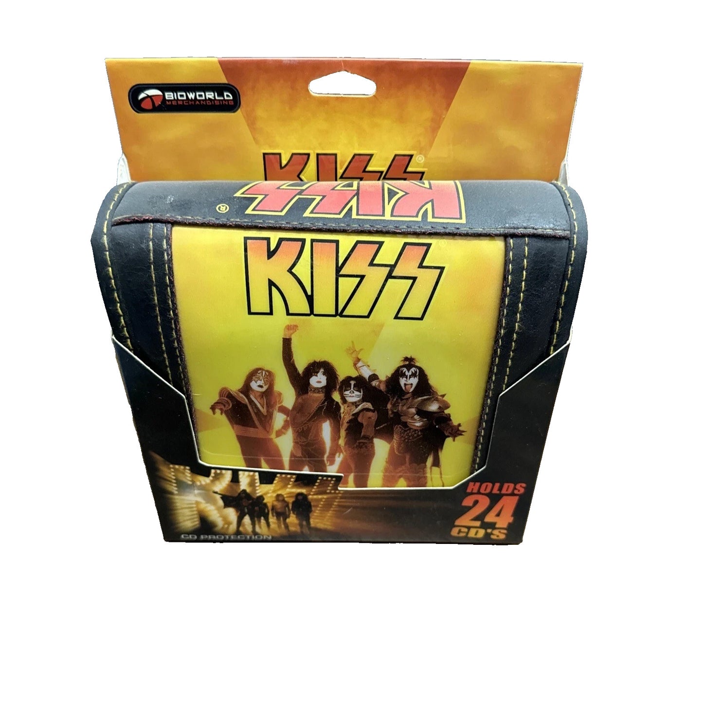 Kiss CD'S Leather Case Holder Holds 24 Cd's New Old Stock Bioworld CD50469KIS