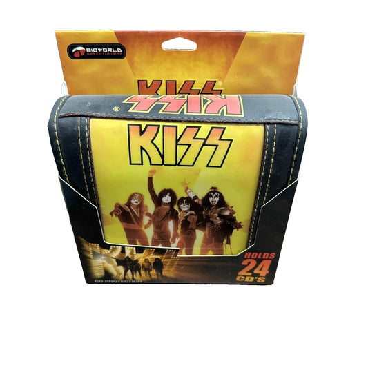 Kiss CD'S Leather Case Holder Holds 24 Cd's New Old Stock Bioworld CD50469KIS