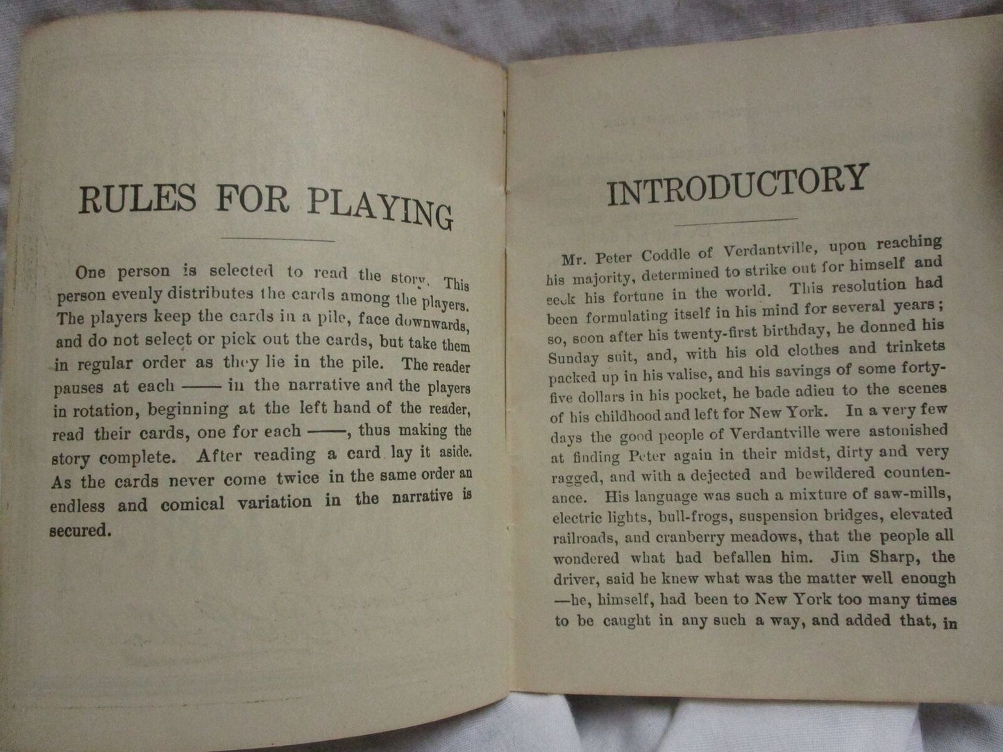 Vintage 1890 rare peter coddles visit to new york an account of card game