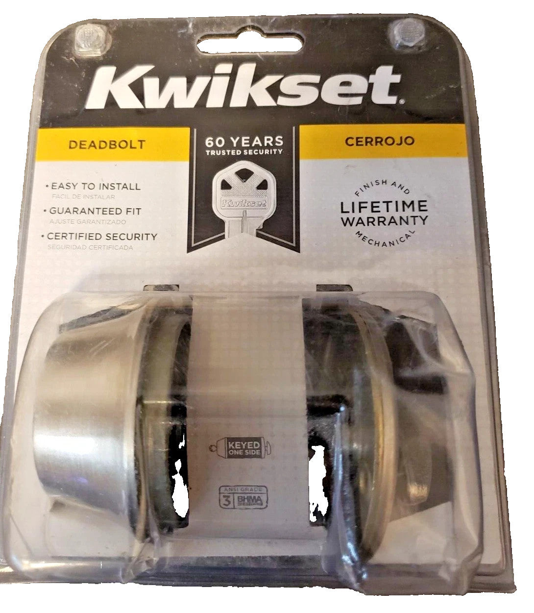Kwikset Deadbolt Keyed Lock Single Cylinder 96600-564Satin Nickel 66015CPK6