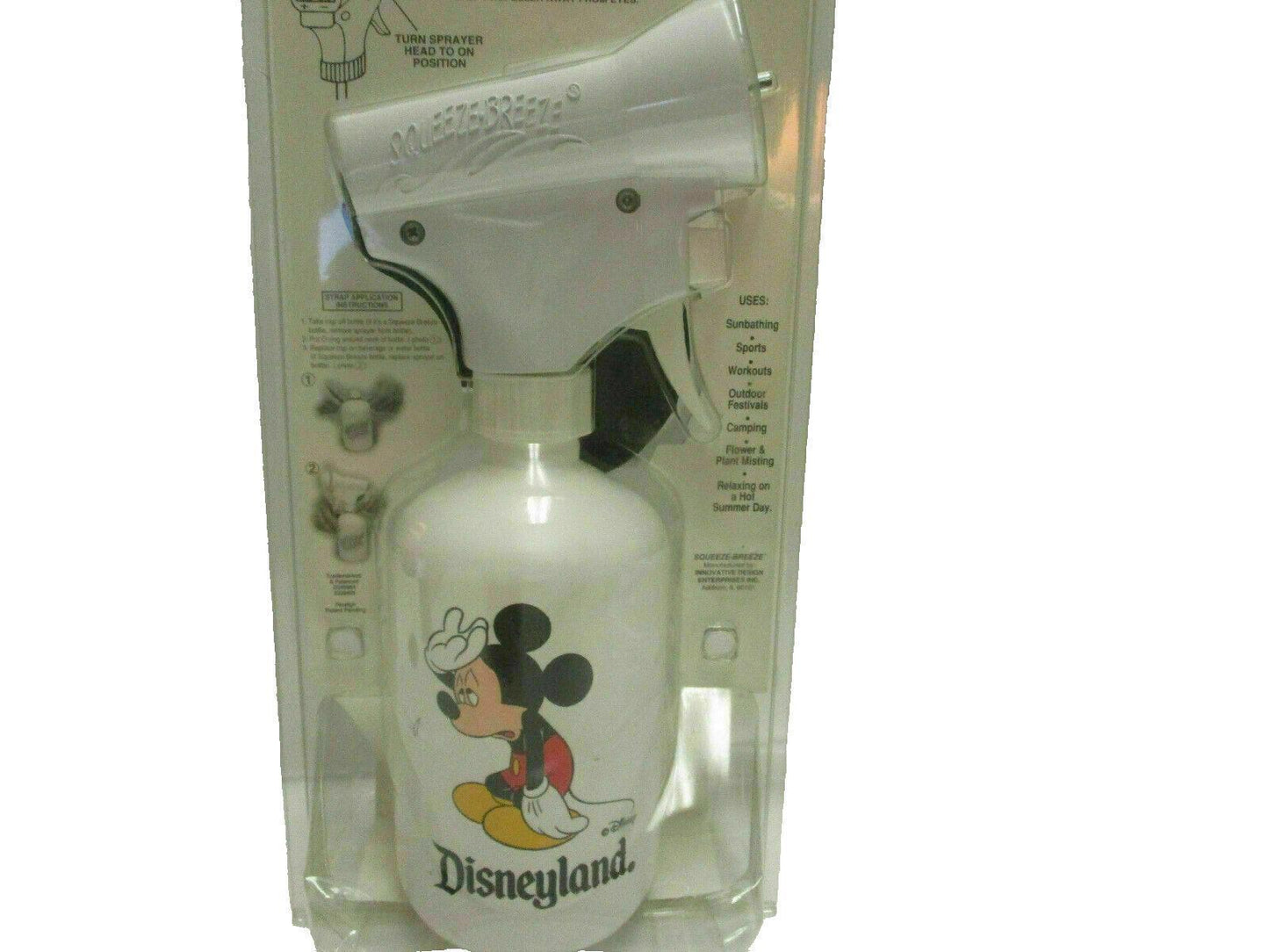 Walt Disney Vintage Mickey & Minnie Squeeze Breeze Water Mist Spray Fan Rare