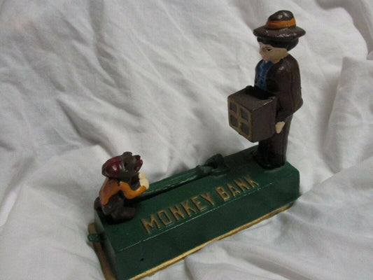 Vintage Vintage Bits and Pieces - Jumping Monkey Cast Iron Bank - Collectible