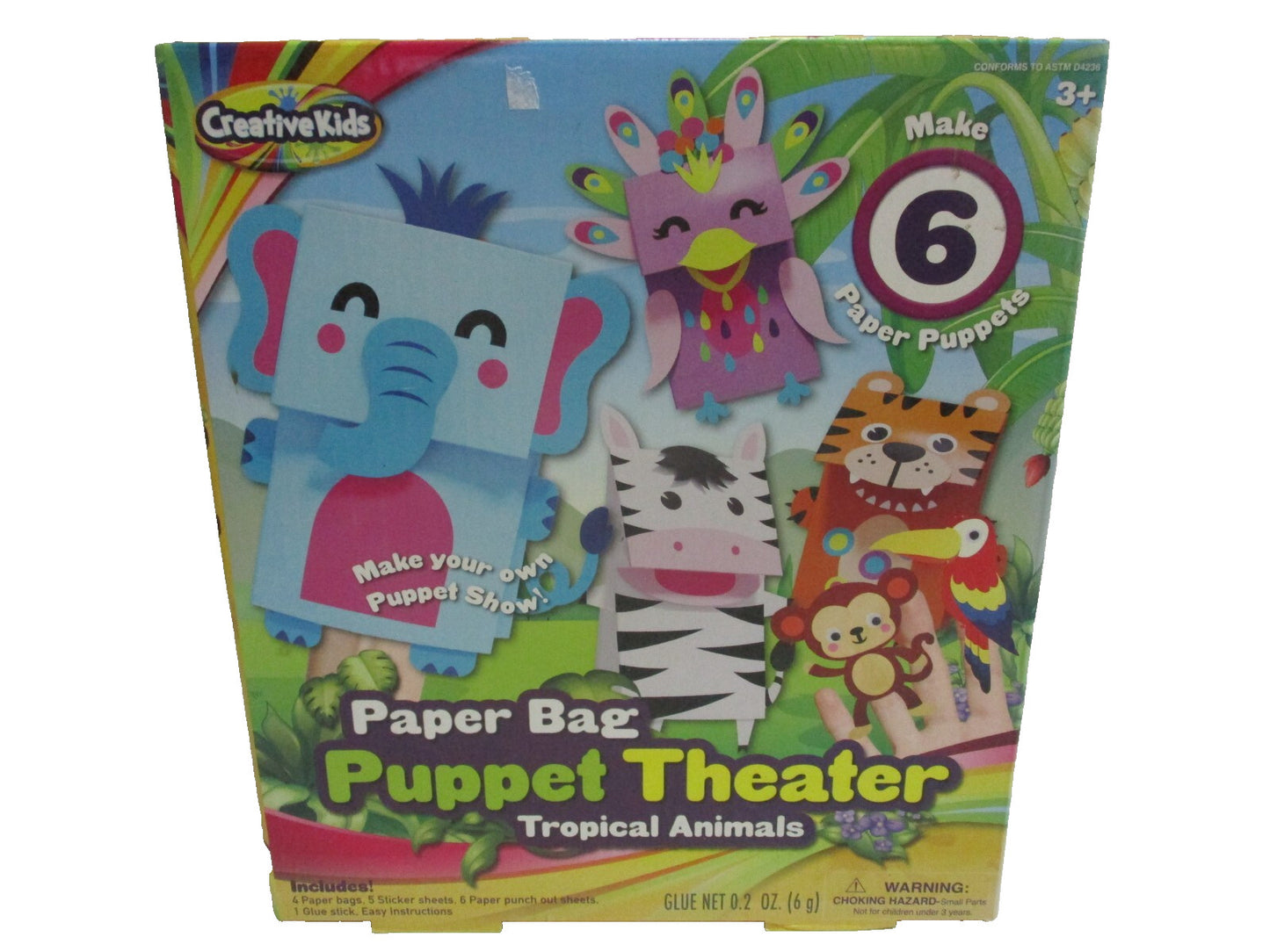 Creative Kids Make 6 Paper Bag Puppet Theater Play Animals Tropical Animals