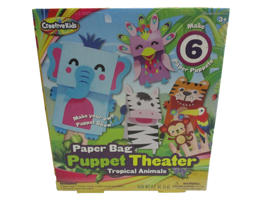 Creative Kids Make 6 Paper Bag Puppet Theater Play Animals Tropical Animals