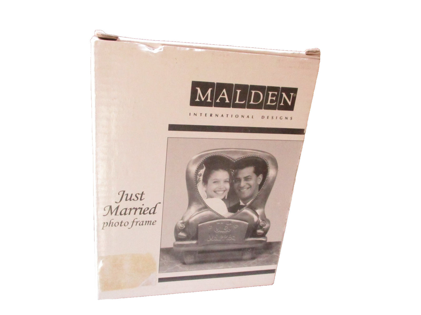 Pewter Just Married Photo Frame Heart Shaped Old Car