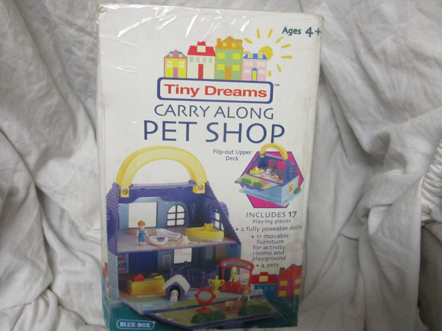 Vintage Blue Box Tiny Dreams Carry Along Pet Shop