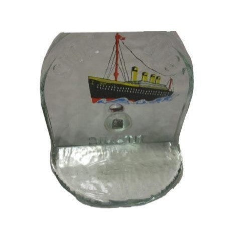 Titanic Ship 1912-2012 Solid Glass Bookend with a Piece of Coal Inside The Glass