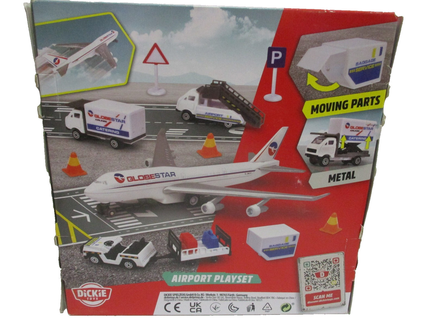 Majorette Dickie Airport Playset for Kids with Die-Cast Airplane Ground Support
