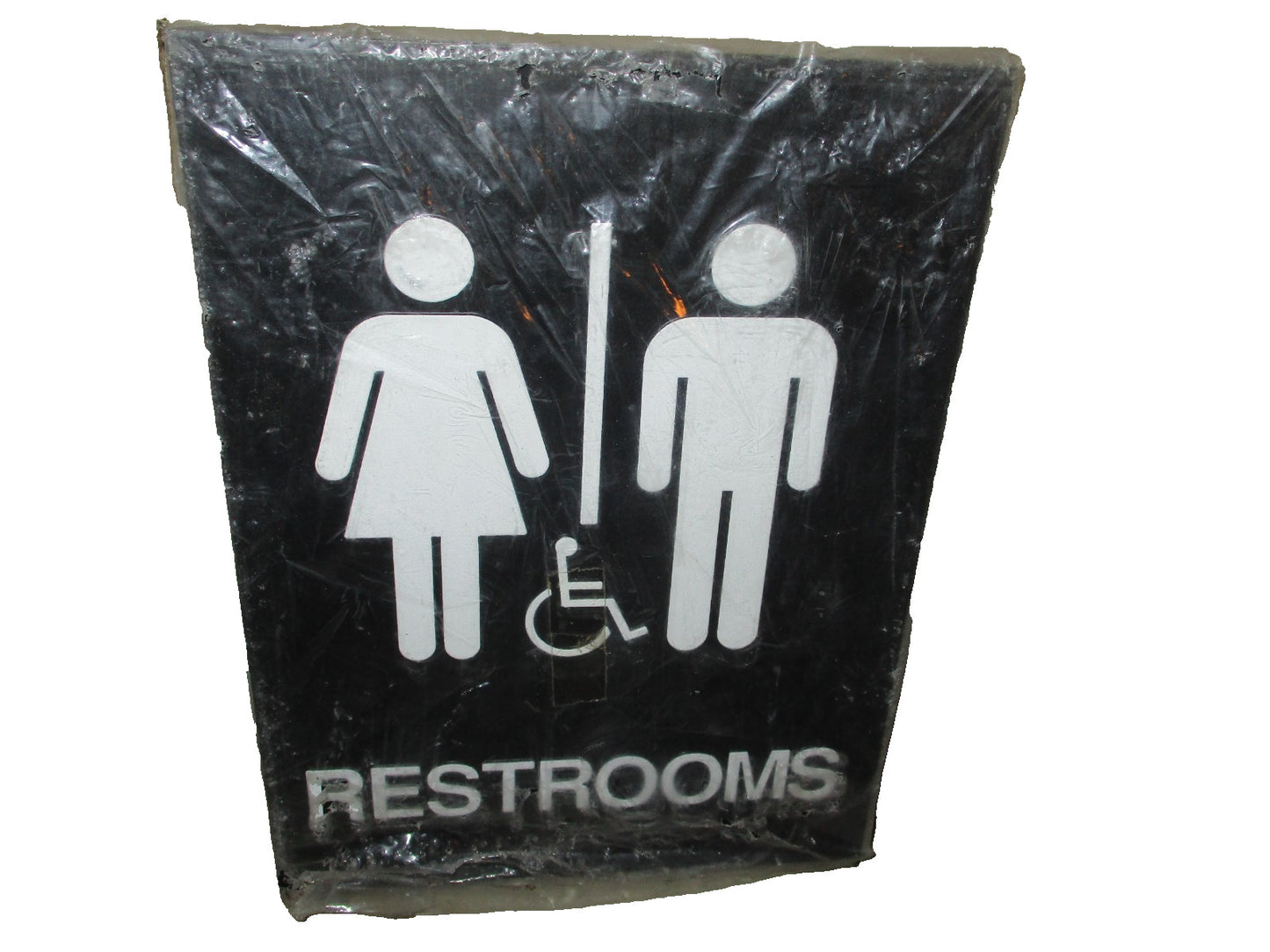 Men/Women Plastic Business Bathroom Sign 8in." x 6in." Color Black Self Sticking