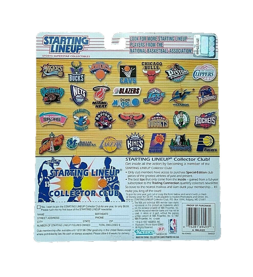 1997 Kenner Starting Lineup Antoine Walker Action Figure & Trading Card