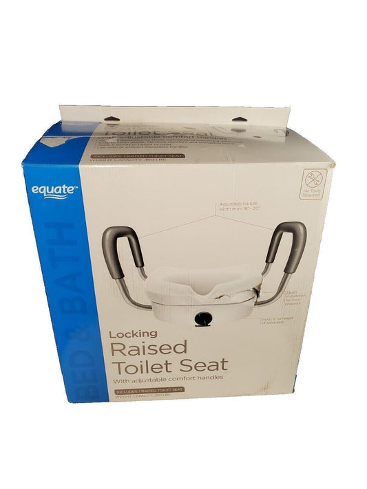 Equate FG31F044T Locking Raised Toilet Seat with Adjustable Handles, White