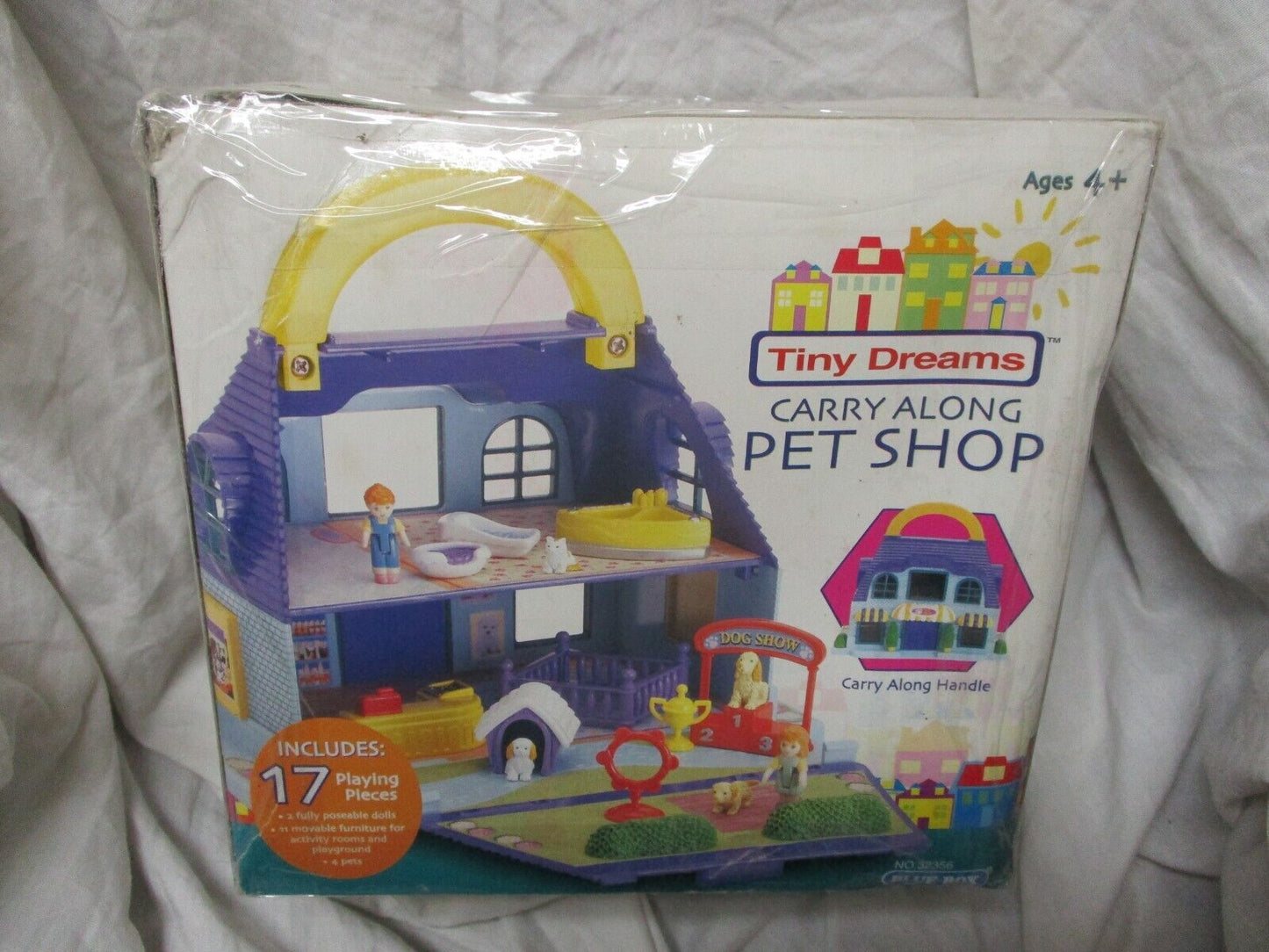 Vintage Blue Box Tiny Dreams Carry Along Pet Shop