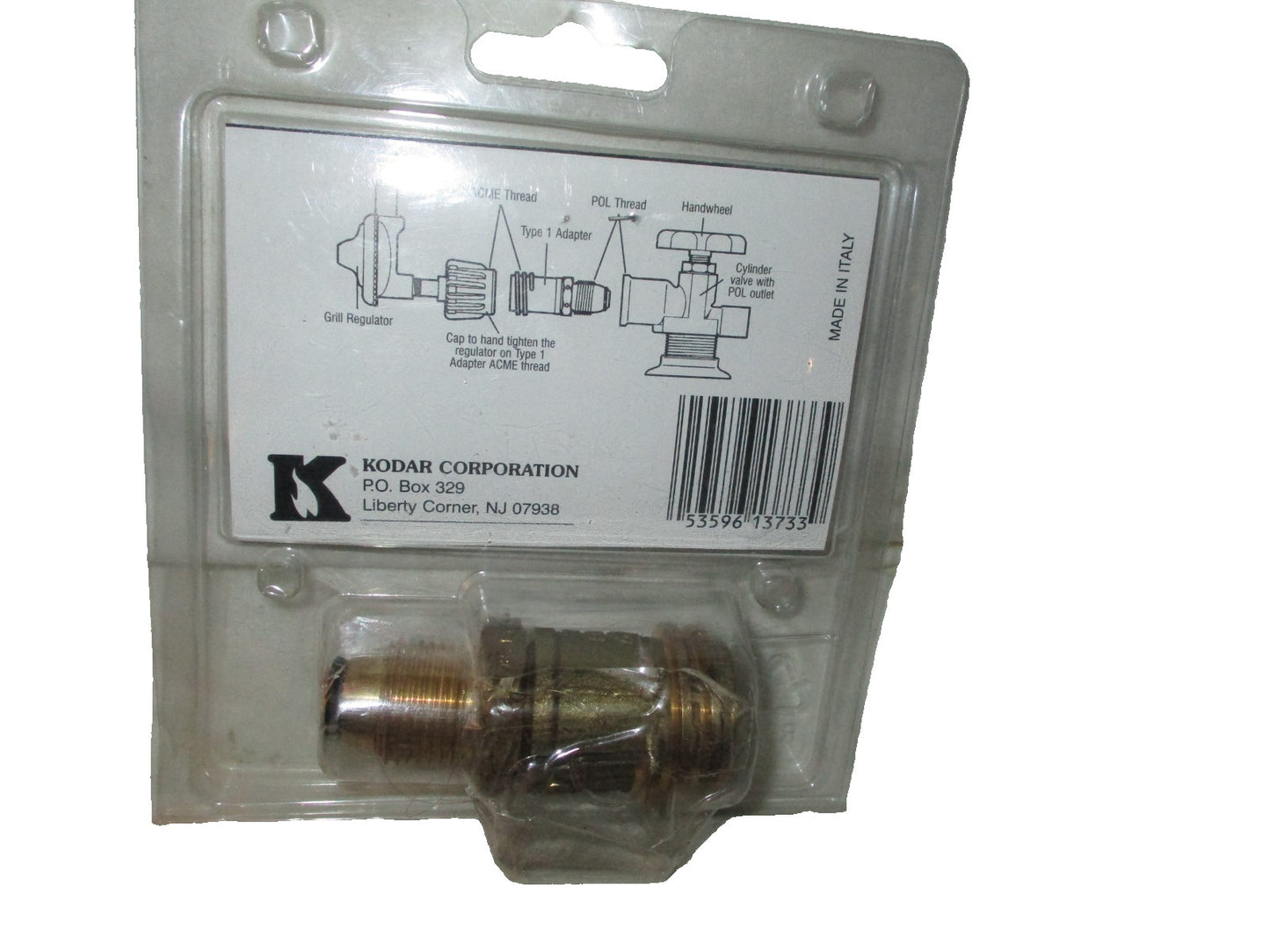 Kodar Propane BBQ Tank Adapter Converts Standard Tank Valve Typ1 QCC1 Model D106