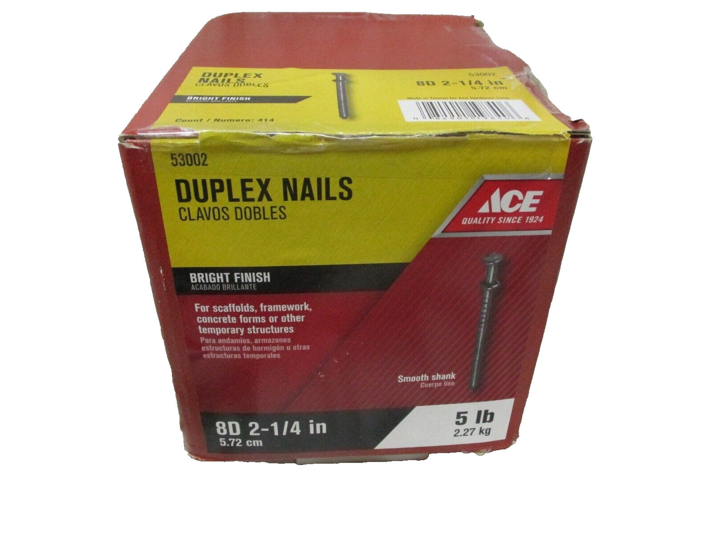 Ace Duplex Nails 8D 2-1/4" Bright Finish 53002 5 lb. Box