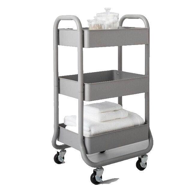3 Tier Metal Utility Cart Gray 31 3/5"H X 18" W X 14"D