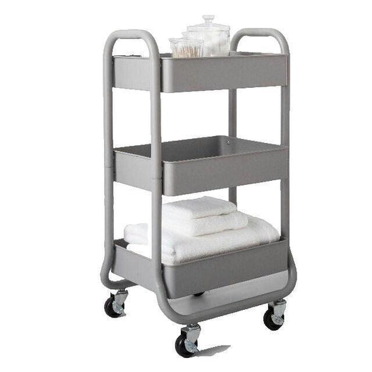 3 Tier Metal Utility Cart Gray 31 3/5"H X 18" W X 14"D