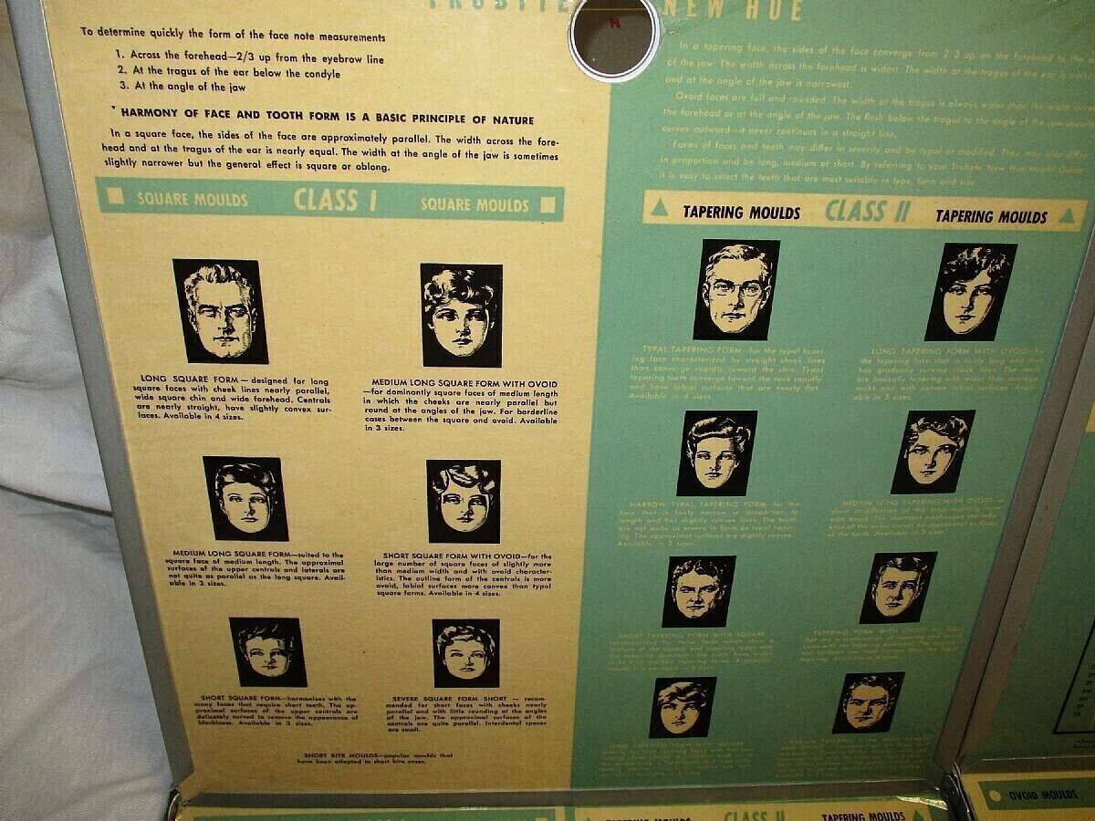 1950's Trubyte New Hue 3 Tray Case Dentist Teeth Mold Sample Guides