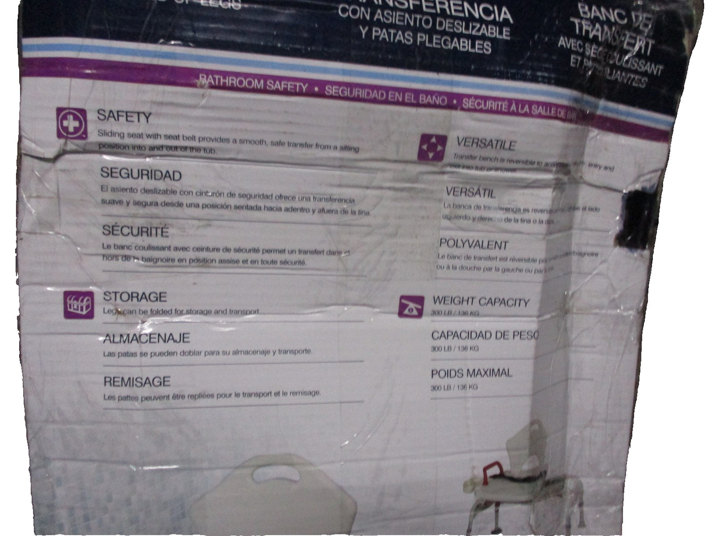 Drive Medical Splash Defense Tub Transfer Bench for Bathtub RTL12032KDR